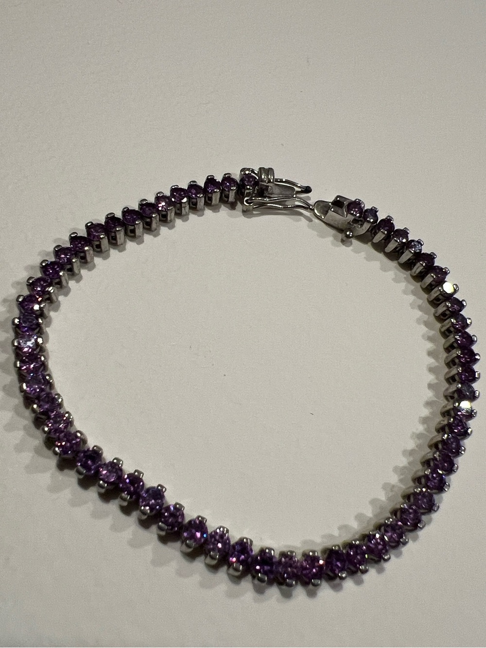 Sterling Silver Amethyst Crystal Tennis Bracelet
